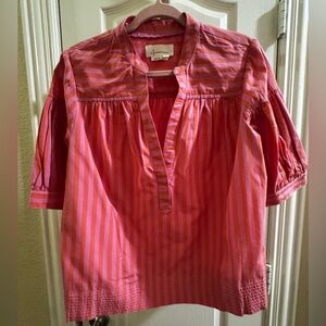 Anthropologie Pink Striped Blouse